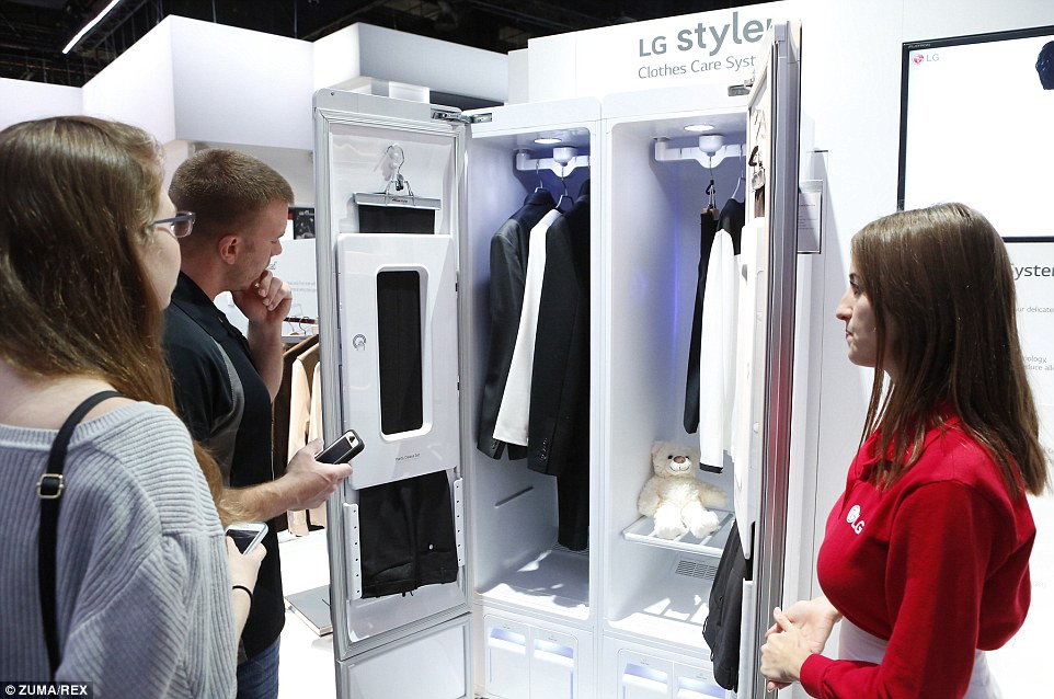 No more washing clothes? The LG Styler wardrobe (pictured) is fitted with LG