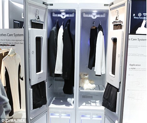 The LG Styler wardrobe (pictured) is part of a range of household appliances and gadgets unveiled by the South Korean firm