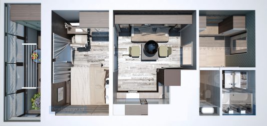 Дизайн-проект квартиры-студии 25 кв.м. со спальней