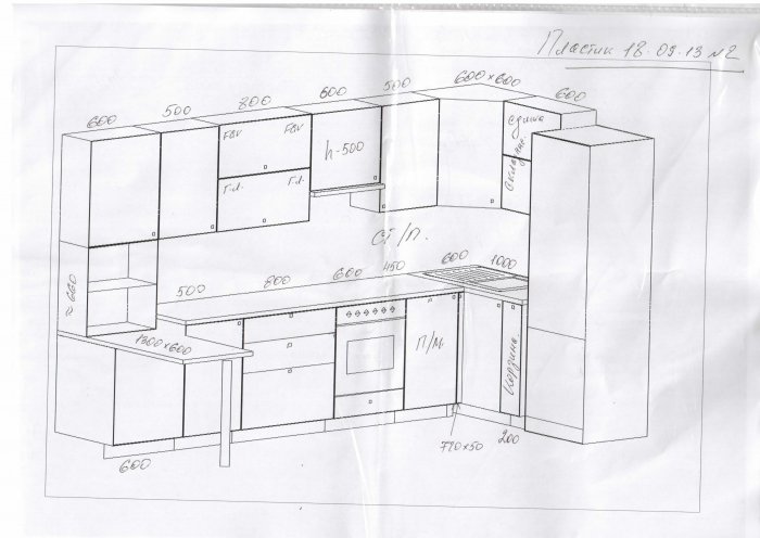 Дизайн проект кухни с размерами