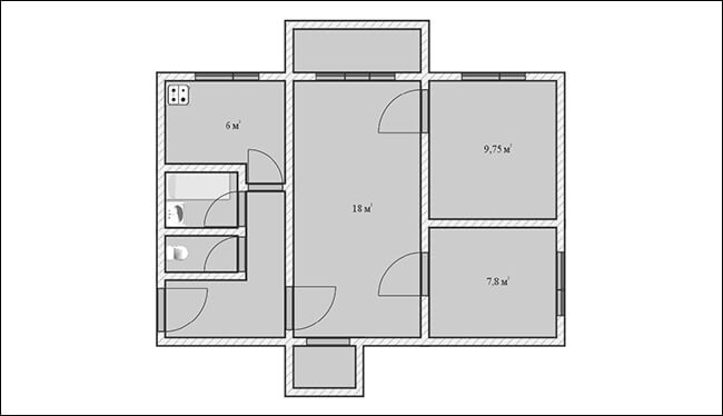 планировка трехкомнатной квартиры