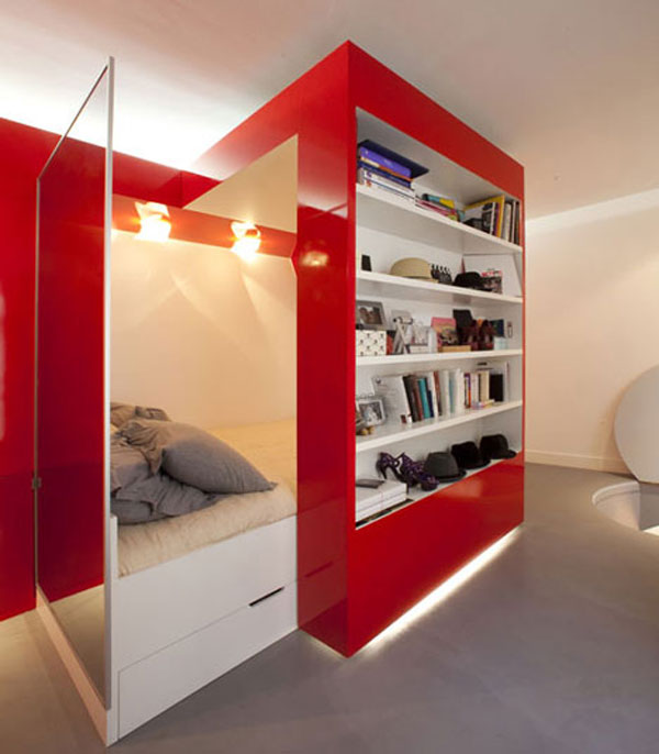 Дизайн квартиры в белых, красных и серых цветах
