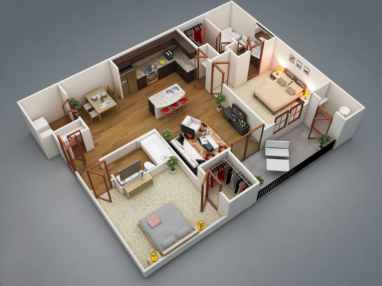 Планировка квартиры с двумя спальнями. Фото 3
