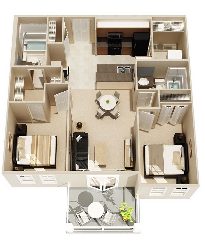 Планировка квартиры с двумя спальнями. Фото 24