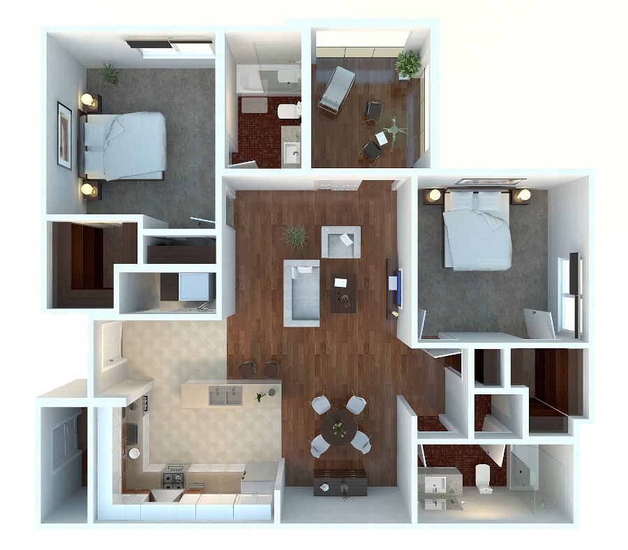 Планировка квартиры с двумя спальнями. Фото 44
