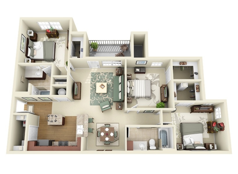 Яркая планировка трехкомнатной квартиры