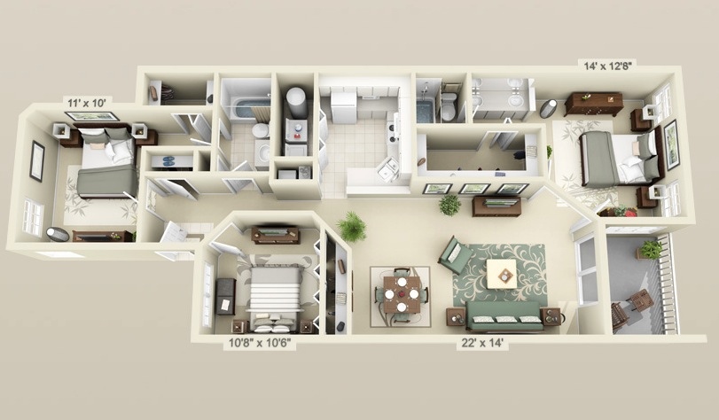 Современная планировка трехкомнатной квартиры