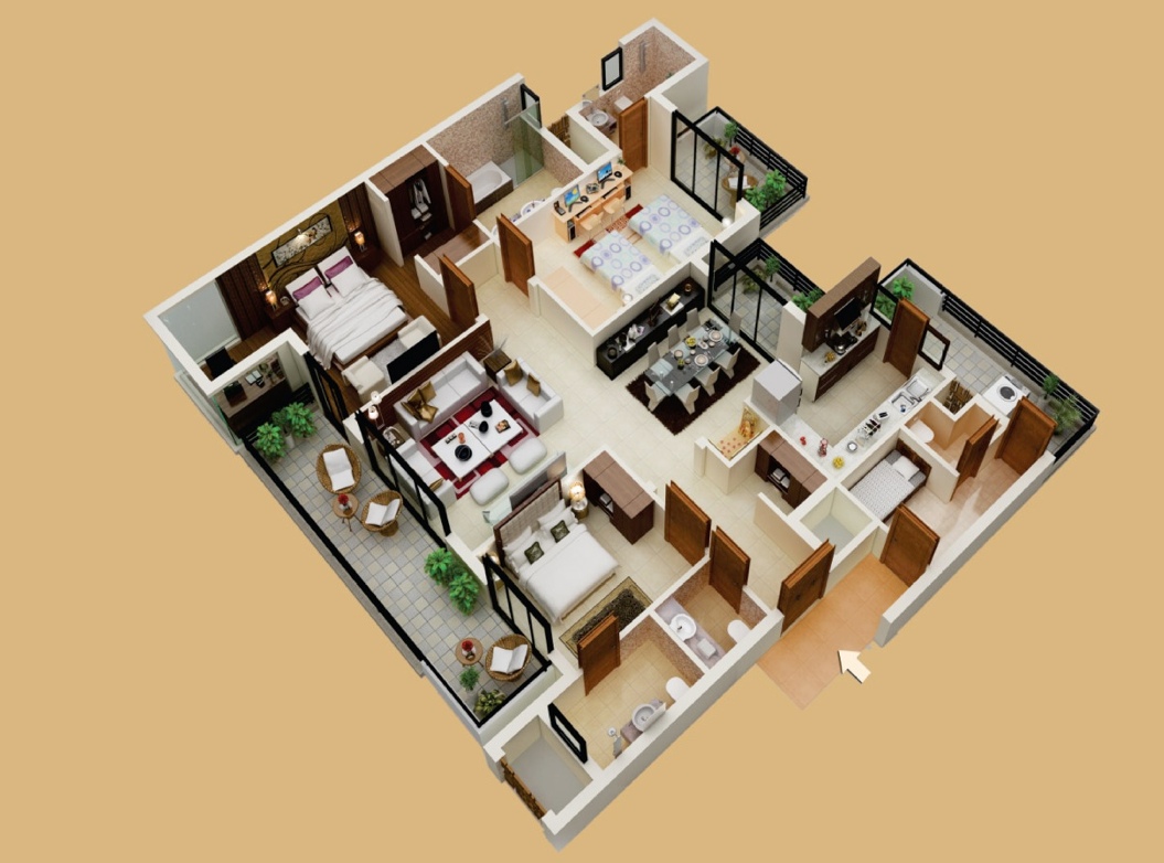 Головокружительная планировка трехкомнатной квартиры