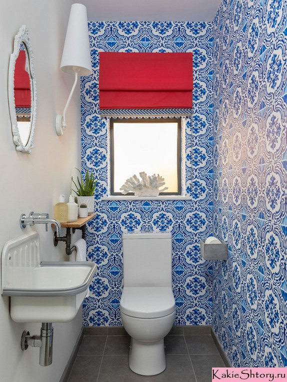 римская штора под синие стены в ванной