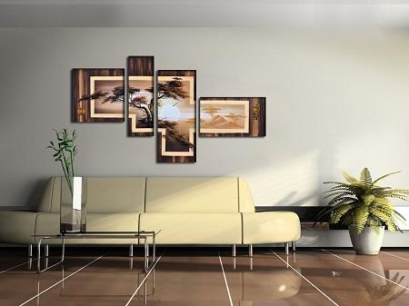 Картины способны преобразить интерьер зала в лучшую сторону, сделав его завершенным 