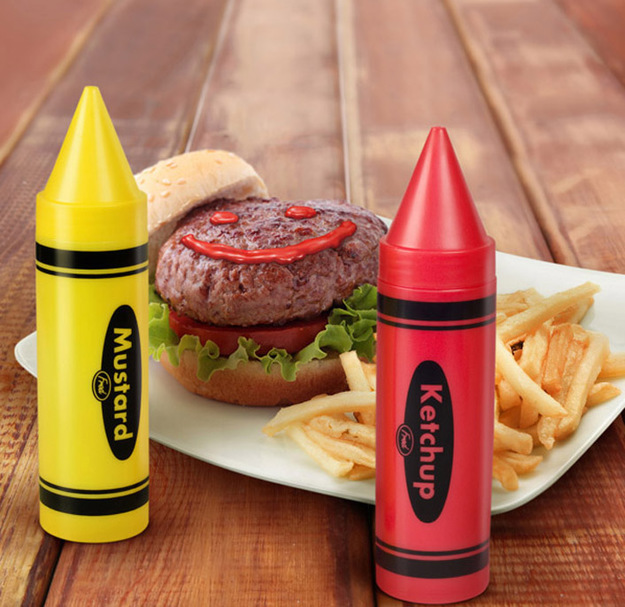 Пластиковые соусники для кетчупа и горчицы в форме маркеров