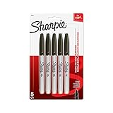 Sharpie Permanent Marker, Fine Point, Black, Pack of 5