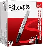 Sharpie Permanent Markers, Fine Point, Black, 36 Count