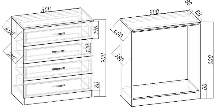 Чертеж комода