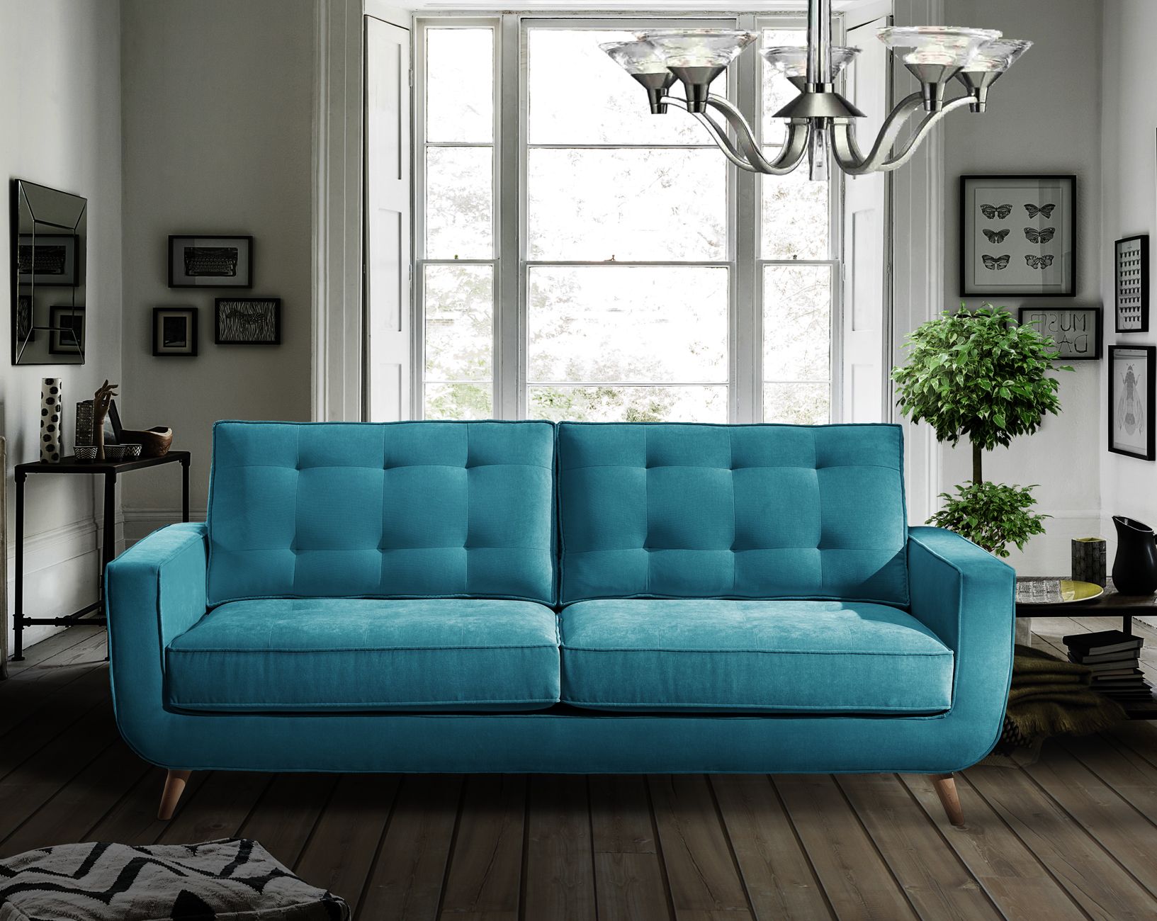 диван голубой с белым
