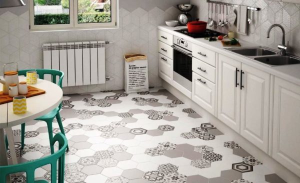 Керамическая плитка - удобный и практичный вариант напольного покрытия для кухни