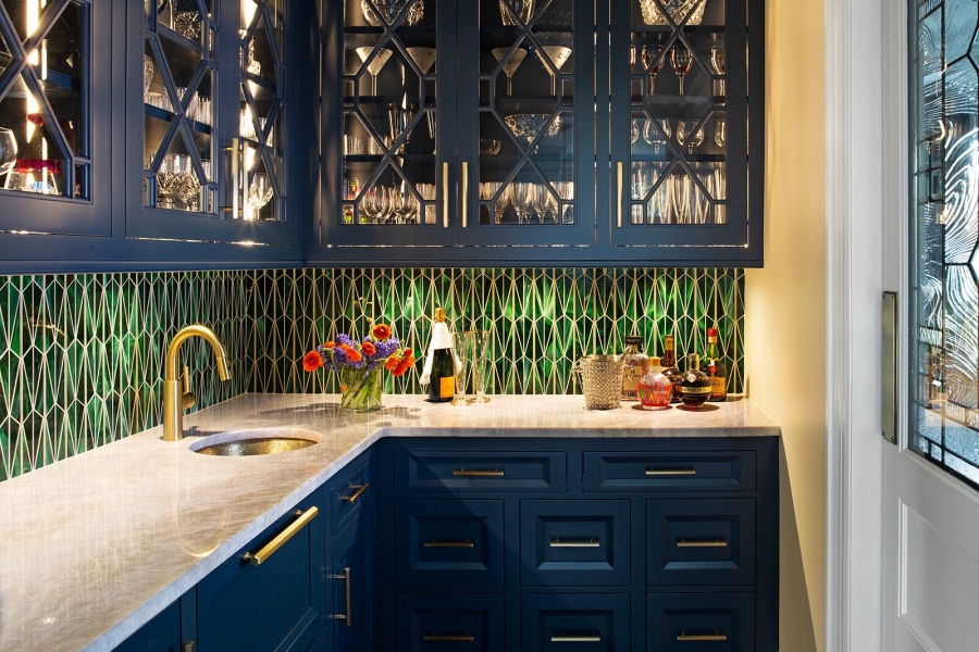 кухня синего цвета фото интерьер