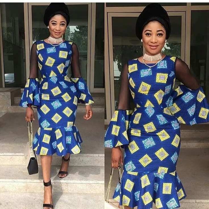 Fashion in Nigerian traditional styles - Ankara and black lace