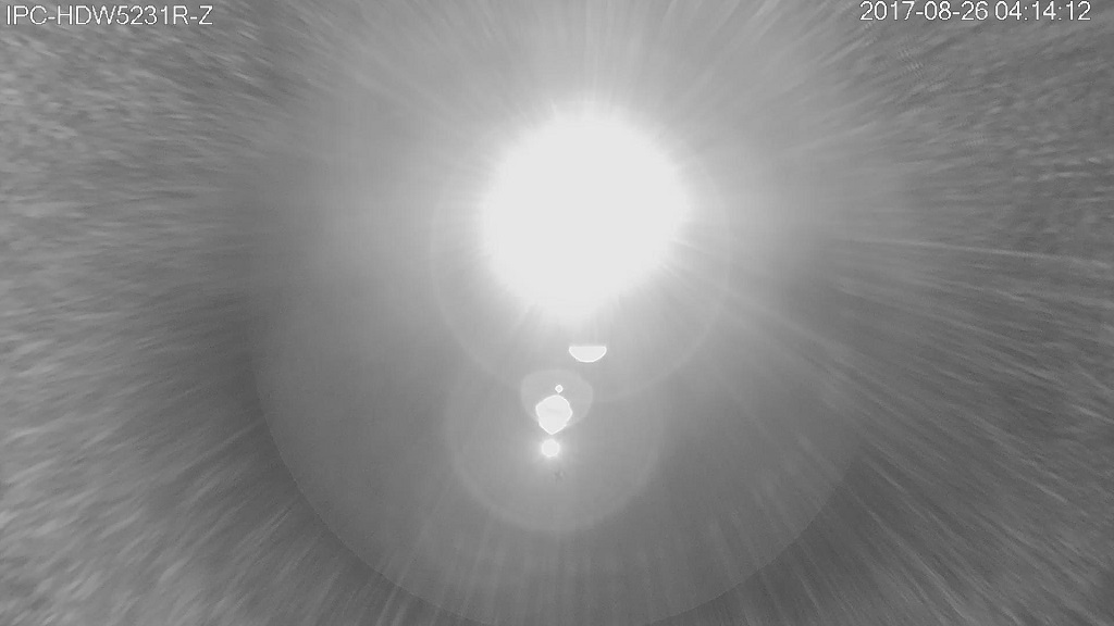 Flashlight shining at Dahua IPC-HDW-5231R-Z
