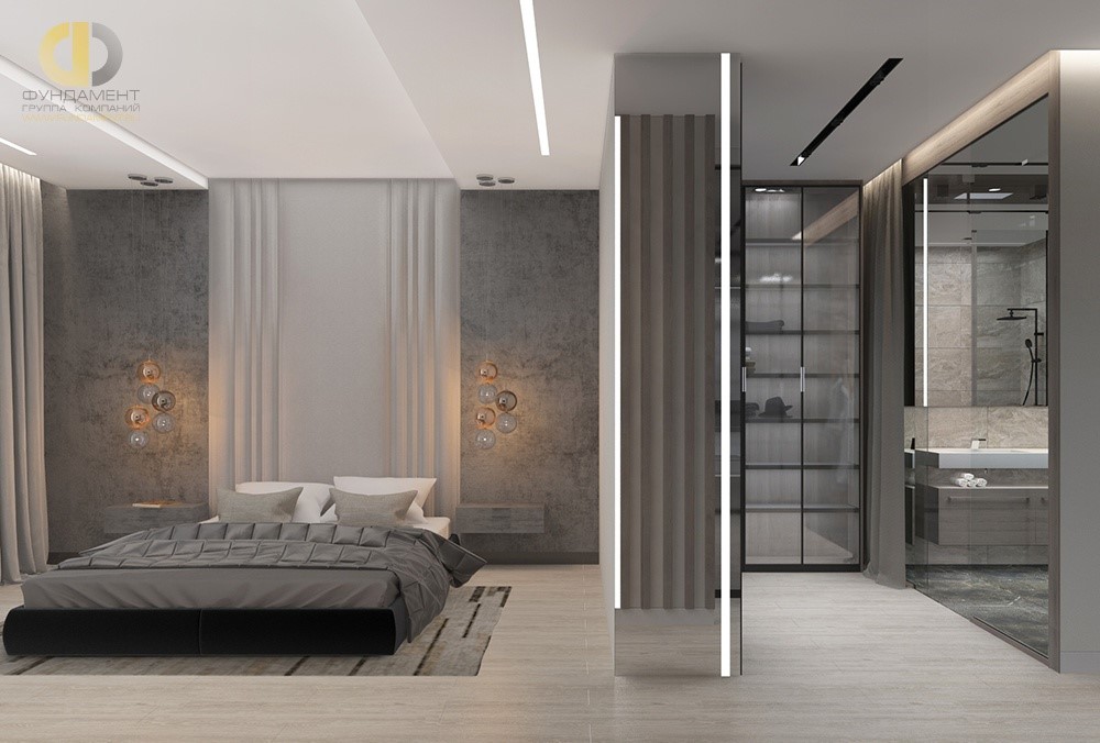 Дизайн интерьера спальни в 3D визуализации 2018