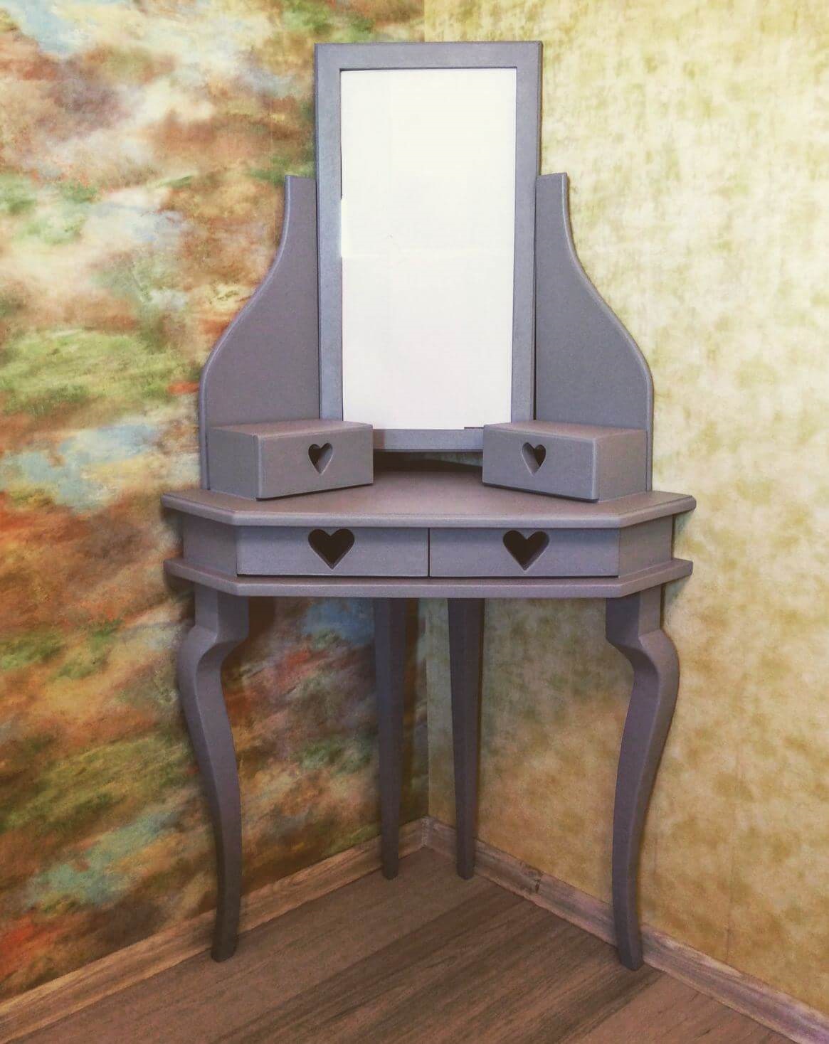 угловой косметический столик с зеркалом и подсветкой