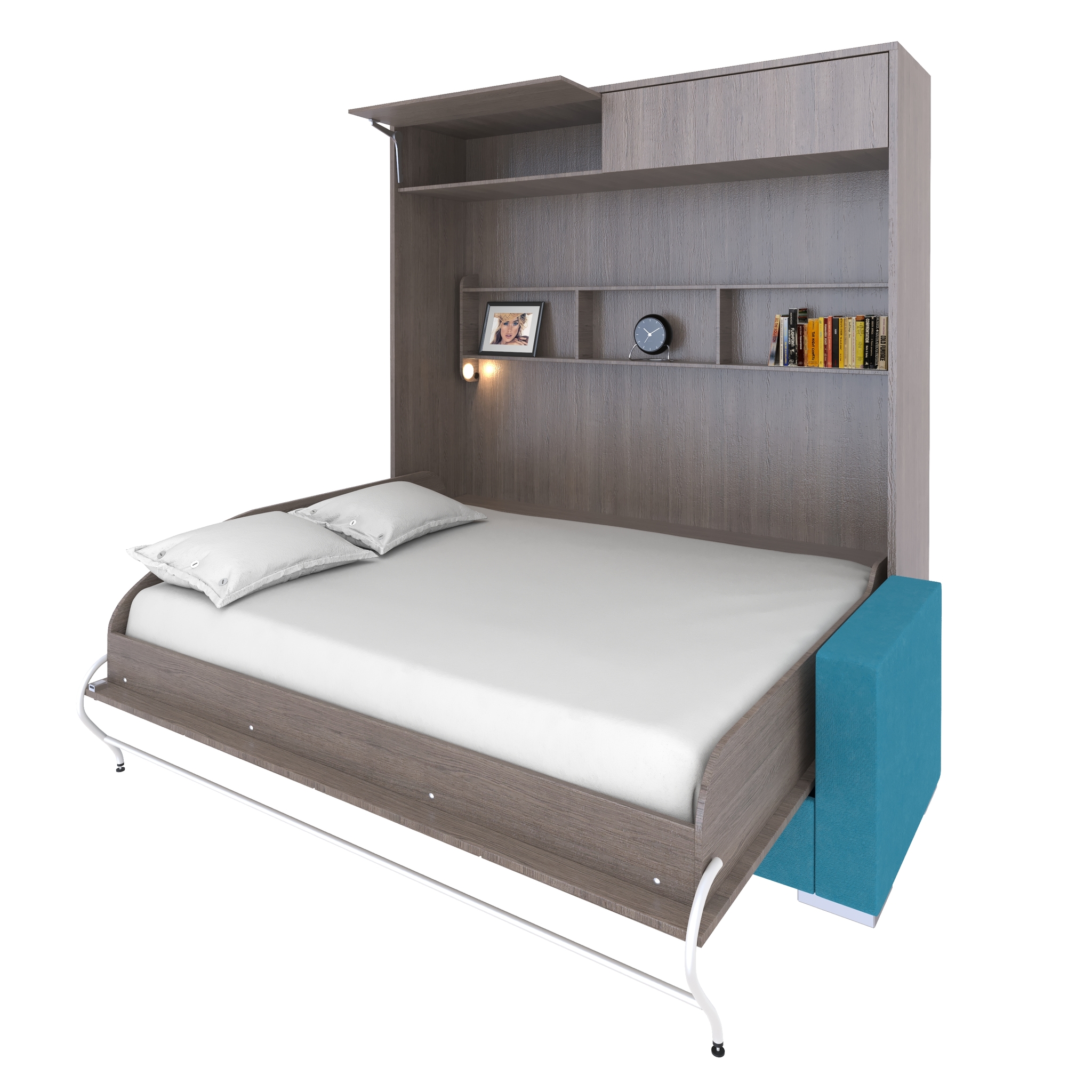 Двуспальная кровать встроенная в шкаф с диваном