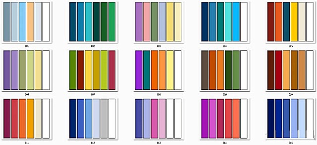  Пример таблицы сочетания различных цветов и их оттенков.