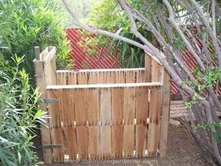 Compost bin made from repurposed pallets. 