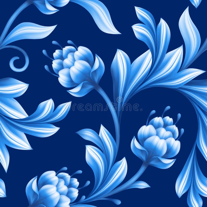 Abstract floral seamless background, pattern with folk flowers vector illustration