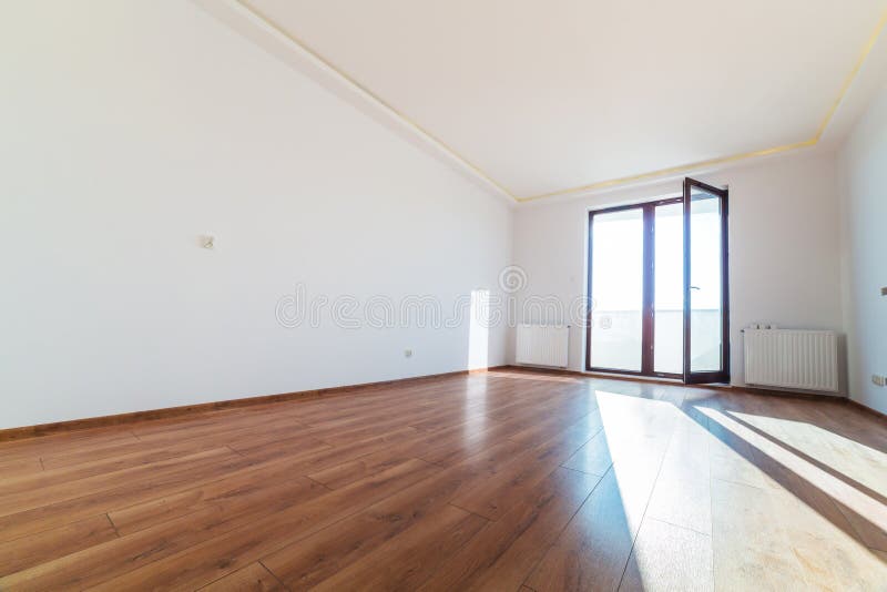 Apartment interior with wooden floor. After renovation stock image
