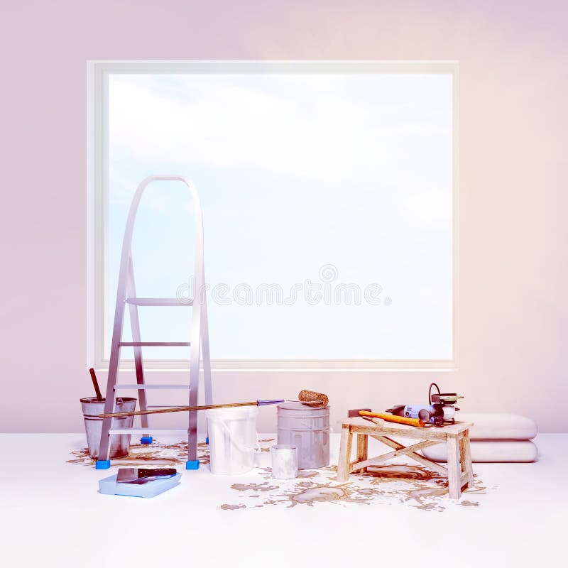 The apartment is under construction and renovation. Square royalty free stock image