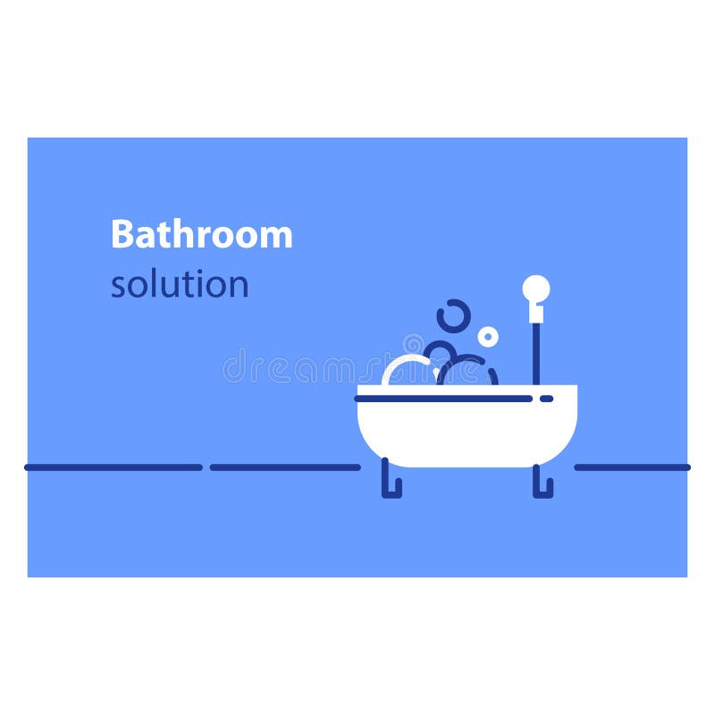 Bathroom furniture, home interior design, bath tub vector illustration