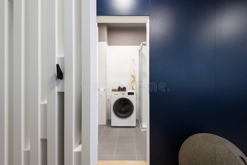Bathroom interior in modern apartment stock images