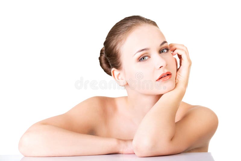 Beautiful face of spa woman with healthy clean skin. royalty free stock photo