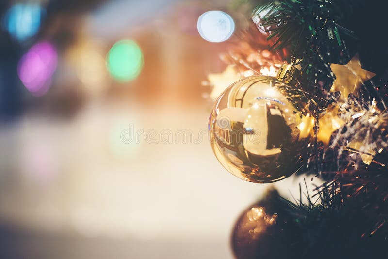 Beautiful golden balls that are indispensable to decorate the Christmas tree stock photos