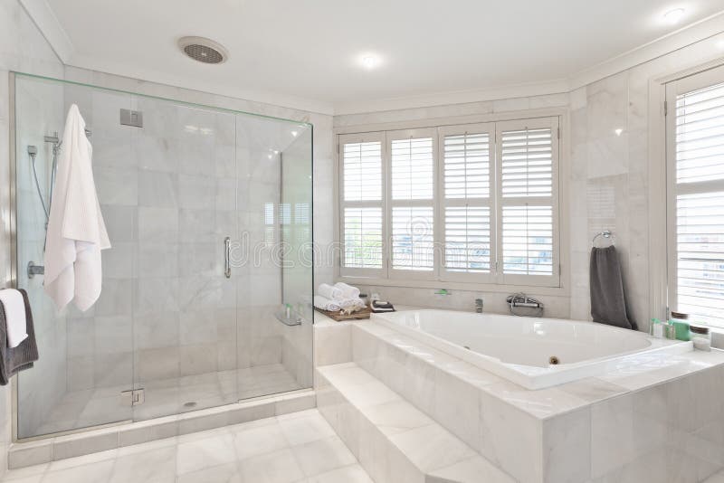 Beautiful modern bathroom in australian mansion royalty free stock images