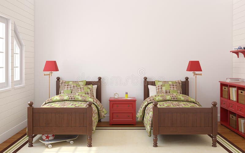 Bedroom for two children. vector illustration