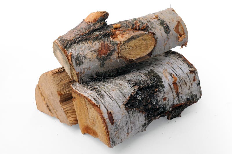Birch firewood. A stack of birch firewood with clipping path stock photo