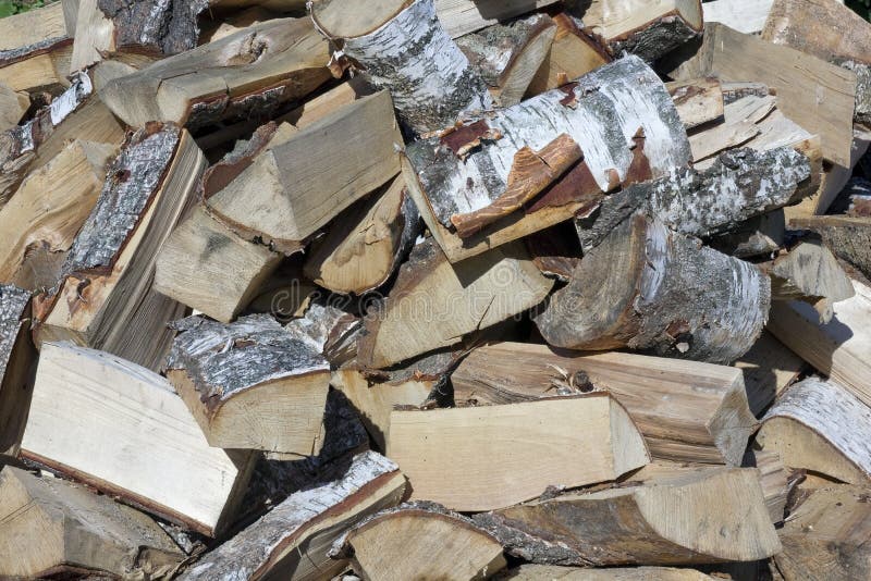 Birch firewood for bath. Heap oudoor shot. Sunny day royalty free stock images Birch firewood for bath. Heap oudoor shot. Sunny day royalty free stock images
