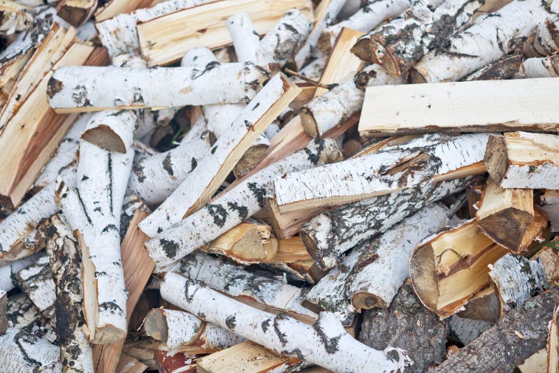 Birch firewood. Image of chopped birch firewood royalty free stock photos