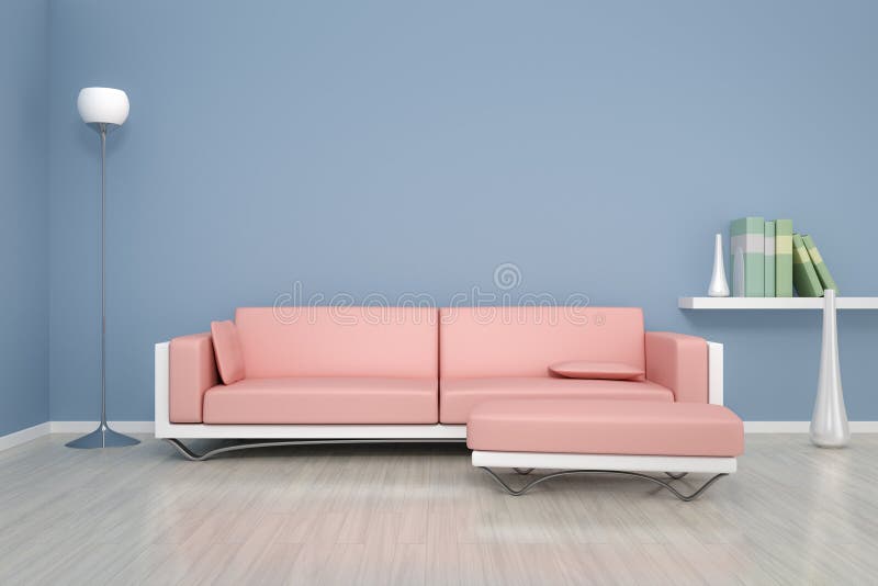 Blue room with a sofa stock photography