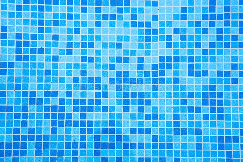 Bottom of the pool of blue tiles stock photos