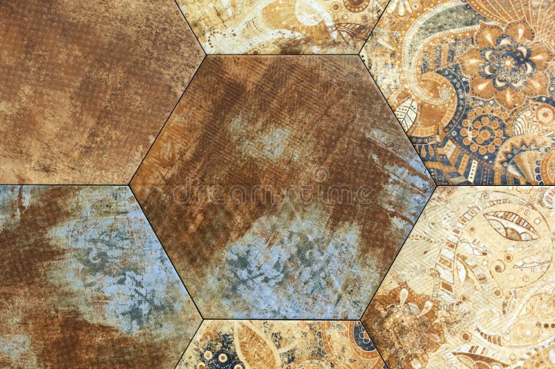 Brown ceramic tiles with a rust effect. Background of ceramic tiles.  royalty free stock image