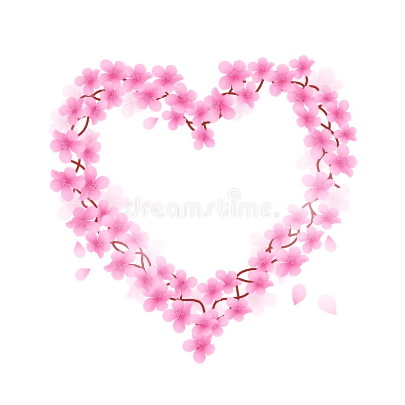 Cherry Blossom Heart stock illustration
