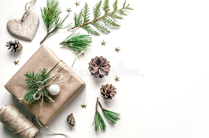 Christmas composition for the preparation for the New Year. Packing of gifts. Christmas background for presentation of stock photography Christmas composition for the preparation for the New Year. Packing of gifts. Christmas background for presentation of stock photography