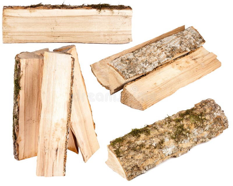 Collection of firewood. Isolated on white background stock photography