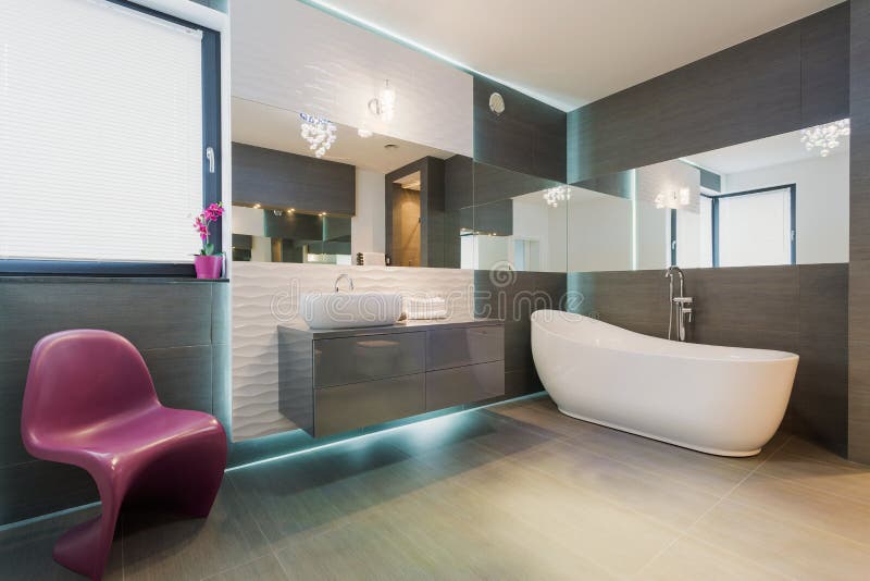 Contemporary exclusive bathroom interior stock image