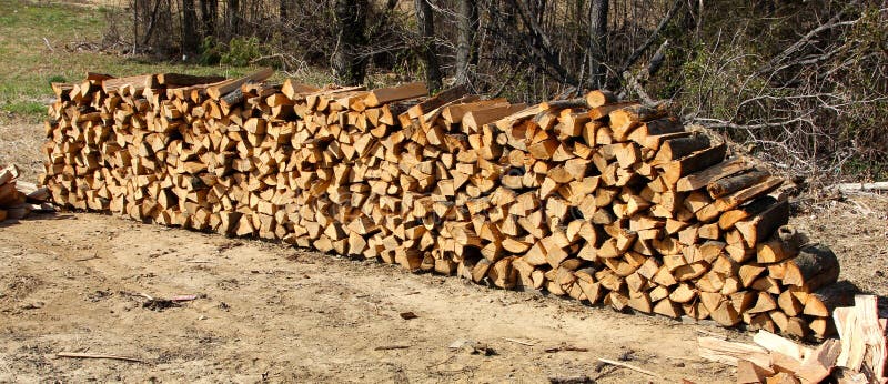 Cord of Seasoned Firewood. This is the site of a local firewood farm in Bartlett, Tennessee, the majority of this wood is destined for local homes and businesses royalty free stock photo
