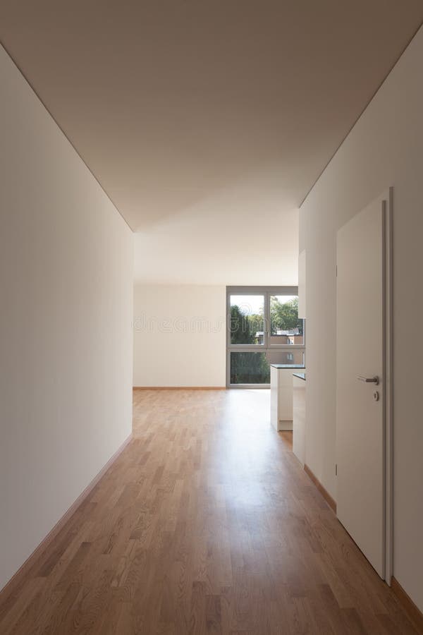 Corridor in empty apartment stock photos