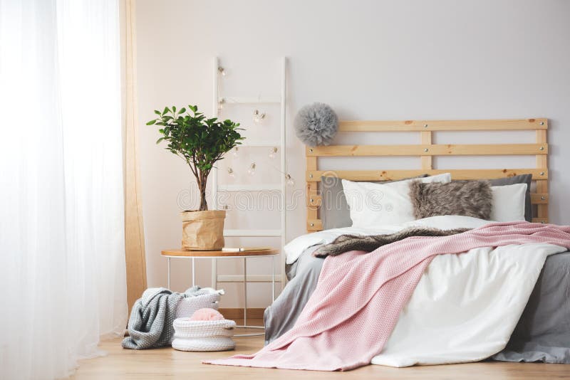 Cozy bedroom design stock photo